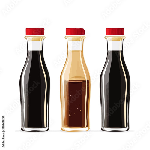 My very Simple flat 2D icon, soy sauce bottles set isolated on a white background, vector, flat design, animation design, simple flat 2D icon, minimalist design, vector design, eps