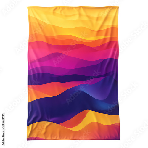 Modern Beach Towel with Large Digital Gradient Isolated on Transparent Background