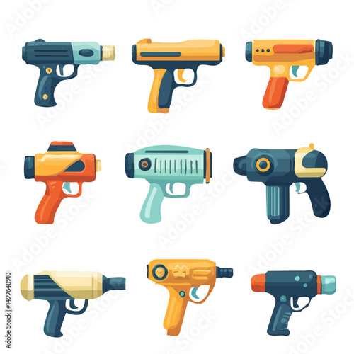 My very Simple flat 2D icon, heat guns group isolated on a white background, vector, flat design, animation design, simple flat 2D icon, minimalist design, vector design, eps