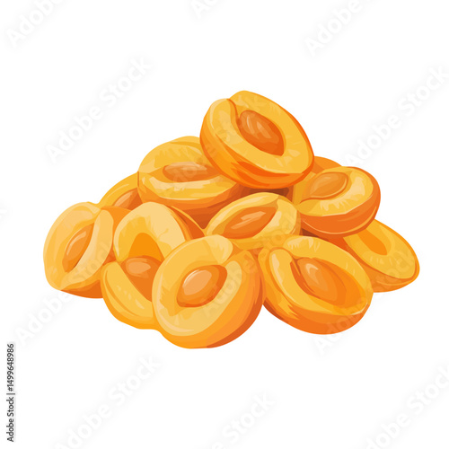 My very Simple flat 2D icon, dried apricots group isolated on a white background, vector, flat design, animation design, simple flat 2D icon, minimalist design, vector design, eps
