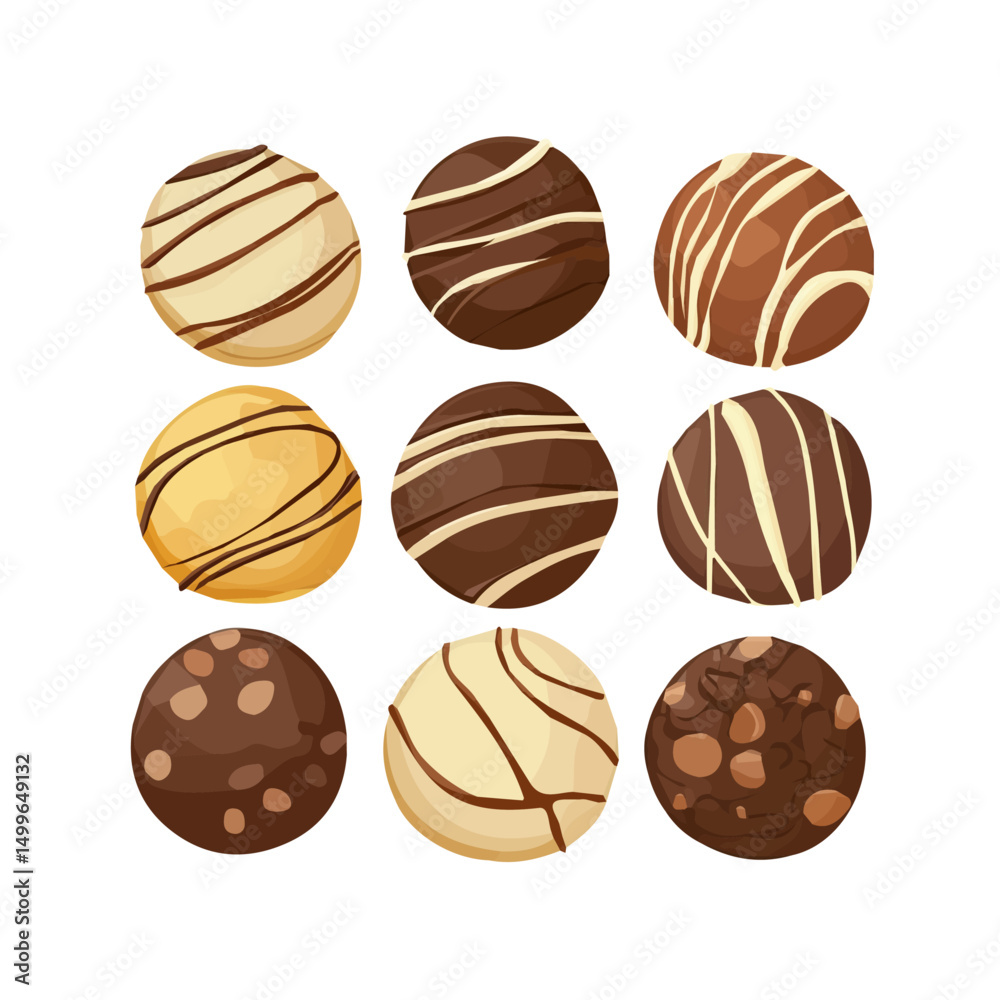 Fototapeta premium My very Simple flat 2D icon, chocolate truffles group isolated on a white background, vector, flat design, animation design, simple flat 2D icon, minimalist design, vector design, eps