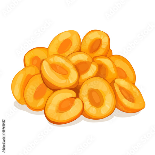 My very Simple flat 2D icon, dried apricots group isolated on a white background, vector, flat design, animation design, simple flat 2D icon, minimalist design, vector design, eps