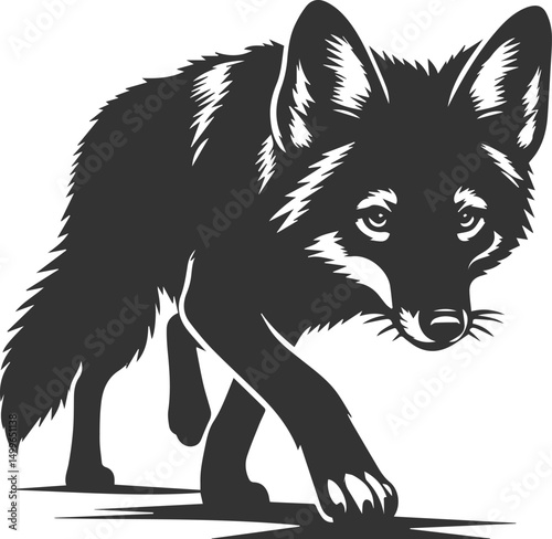 Vector jackal drawing animal silhouette