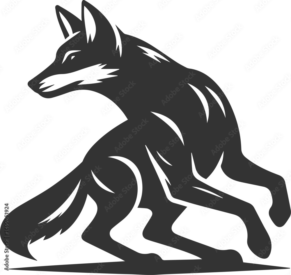 Obraz premium Vector jackal drawing animal silhouette