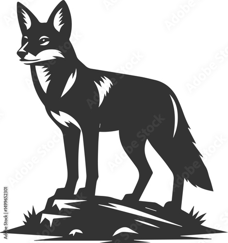 Vector jackal drawing animal silhouette