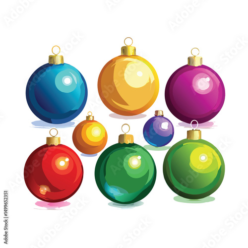 a collection of colorful christmas baubles with shimmer