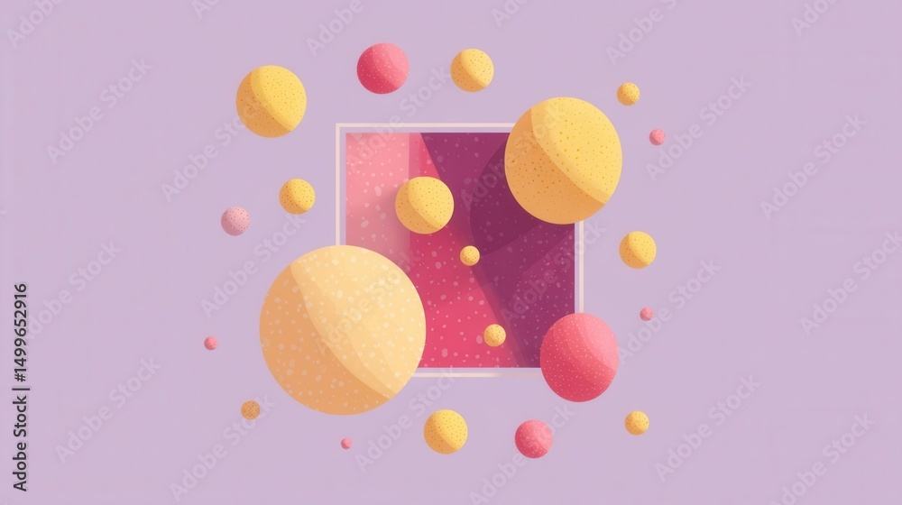 Fototapeta premium Abstract Colorful 3D Geometric Shapes in Bright Purple Background Design