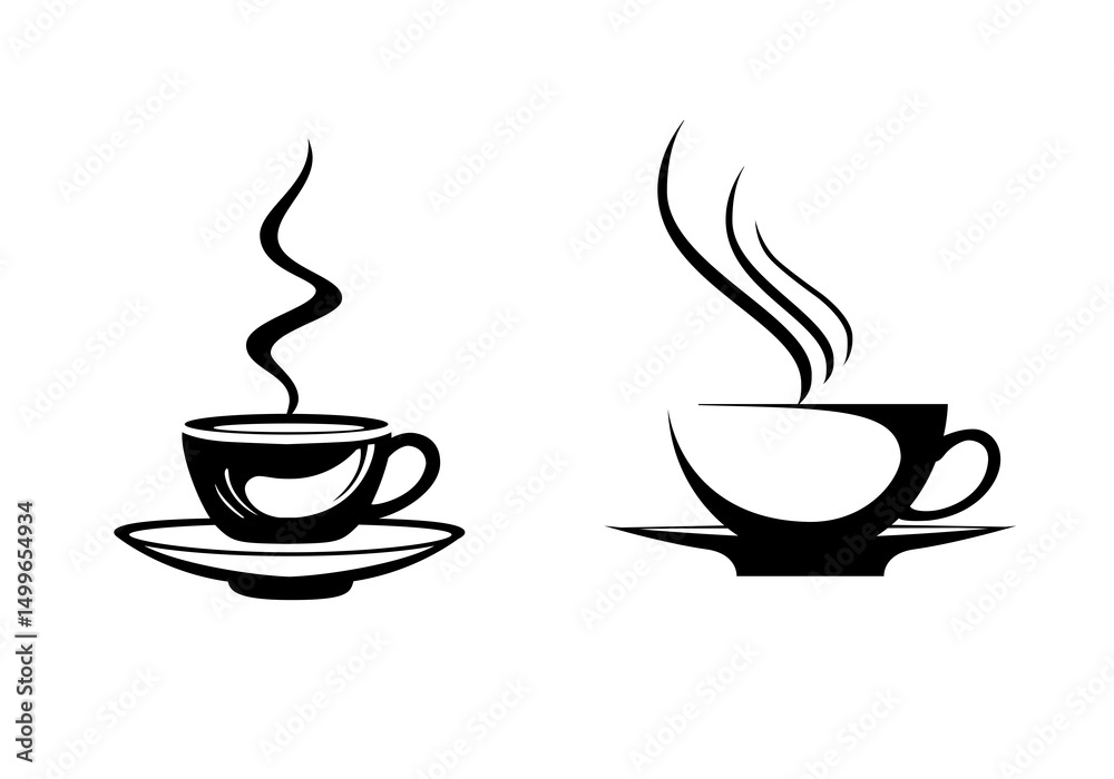 Obraz premium coffee cup silhouette. coffee cup with smoke png.