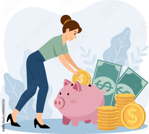 Illustration of Woman Saving Money Smart Financial Strategies for a Secure Future