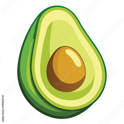 a halved avocado with creamy inside and green skin