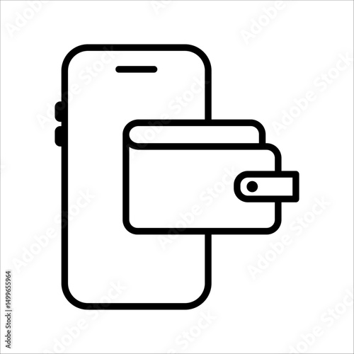 digital wallet Icon Symbol isolated wh kground. vector illustration. color editable.