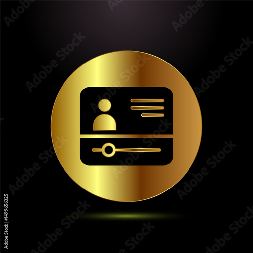 Video lectures icon design illustration, Video conference icon, Online seminar sign symbol in gold color style