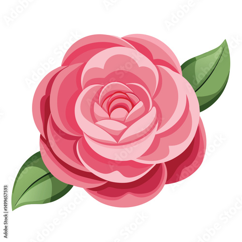A pink camellia with smooth petals and a soft layer