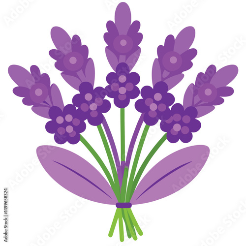 A purple lavender bouquet with slender stems and blooms