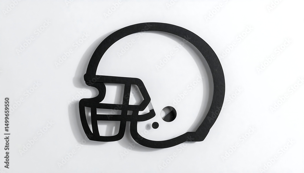 A minimalist paper cut style side-view icon of an American football helmet A minimalist paper cut style side-view icon of an American football helmet
