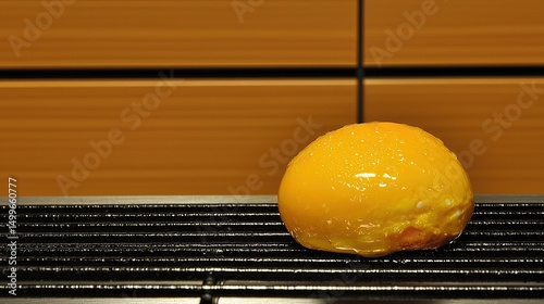 Glossy Orange Dessert on Grill. photo