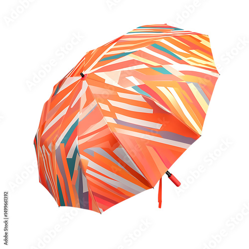 Contemporary Travel Beach Umbrella with a Bold Geom Isolated on Transparent Background