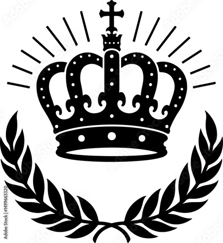 Royal Crown Emblem with Laurel Wreath vector element