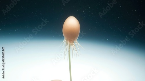 Surreal Egg Plant with Dark Background.