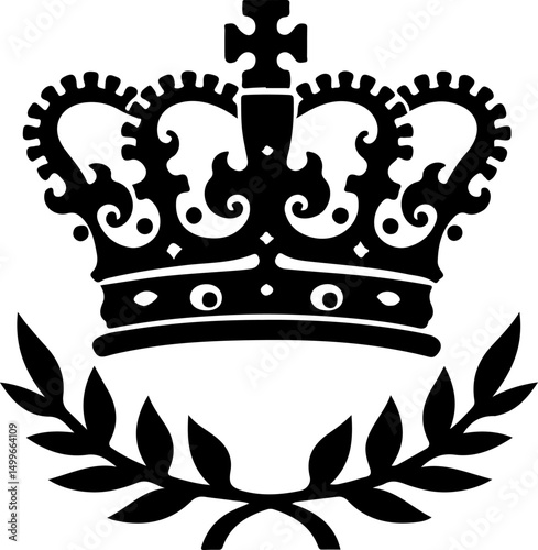 Royal Crown Emblem with Laurel Wreath vector element