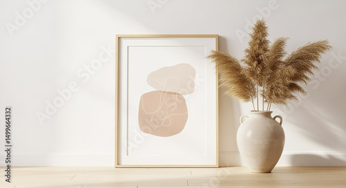 Pampas grass decorative vase modern abstract wall art