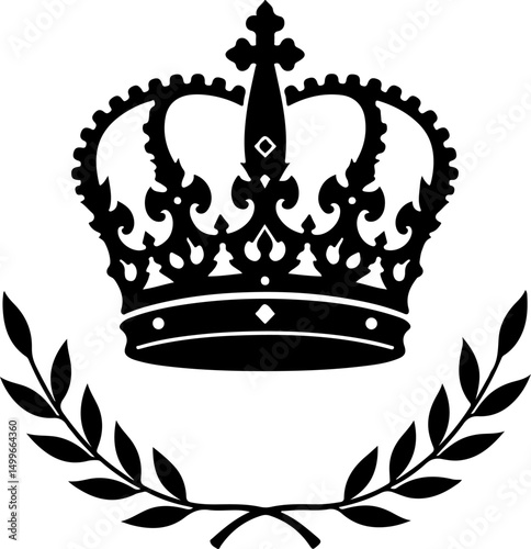 Royal Crown Emblem with Laurel Wreath vector element