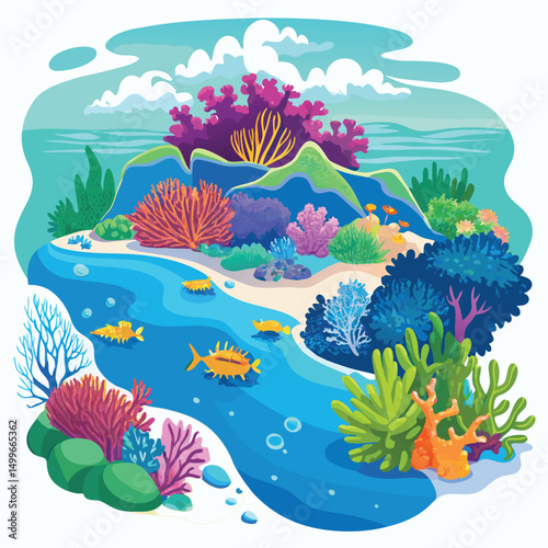 The great barrier reef with vibrant coral formations
