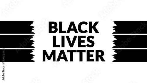 Black Lives Matter text with side lines on a White background.