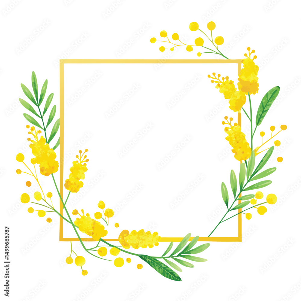 Yellow floral frame design with spring flower illustration Yellow floral frame design with spring flower illustration