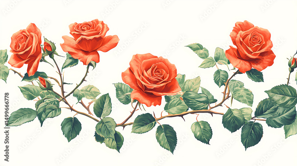 Naklejka premium Ornamental Rose Border Design