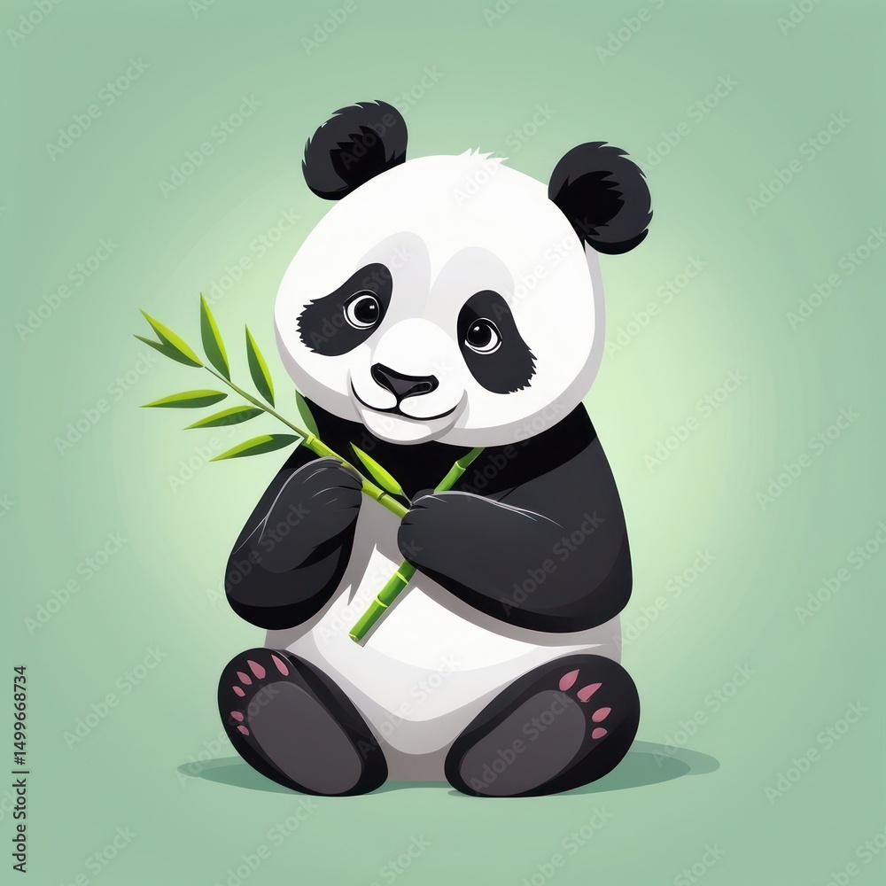 Obraz premium Adorable Panda with Bamboo