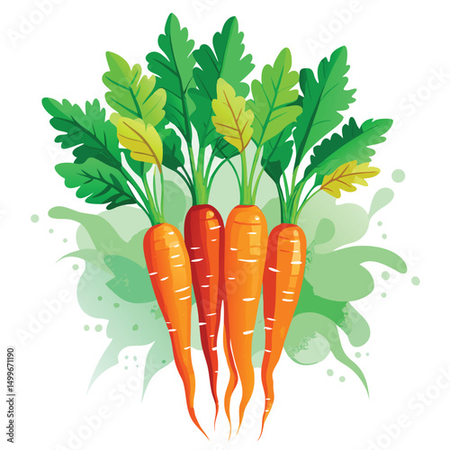a bunch of fresh carrots with vibrant leafy tops