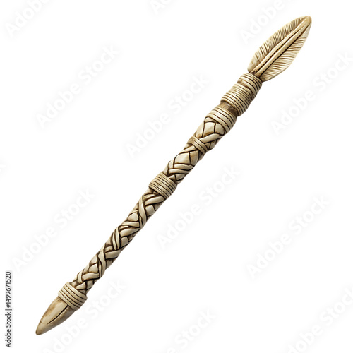 A Gold-Plated Dagger with a Long Handle Isolated on Transparent Background