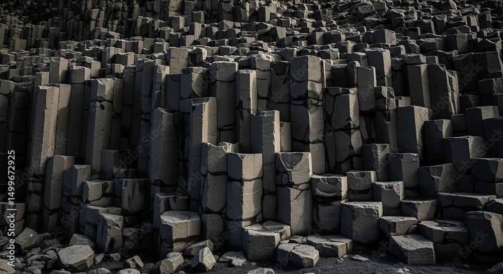Obraz premium Basalt columns hexagonal rock formations landscape