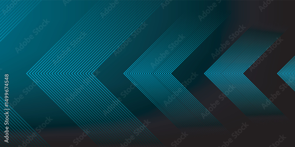 Obraz premium Dark blue abstract background with glowing arrow lines. Modern shiny blue geometric lines design. Technology futuristic concept