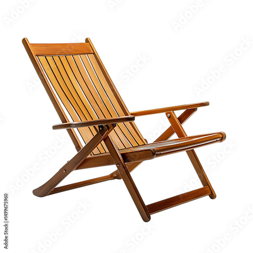 Modern Ergonomic Wooden Beach Chair with a Compact Isolated on Transparent Background