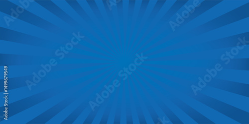 Retro background with rays or stripes in the center. Sunburst or sun burst retro background. Blue colors. Vector illustration
