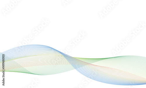 Abstract backdrop with colorful wave gradient lines on white background. Vector illustration.Wave with lines created using blend tool.