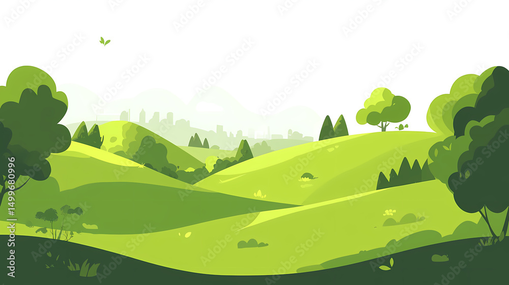 Obraz premium Green Hillscape Nature Scene