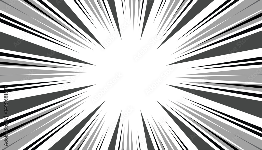 Fototapeta premium Speed lines in frame for manga comic book. Radial movement on white background. Vector concentric textured illustration.