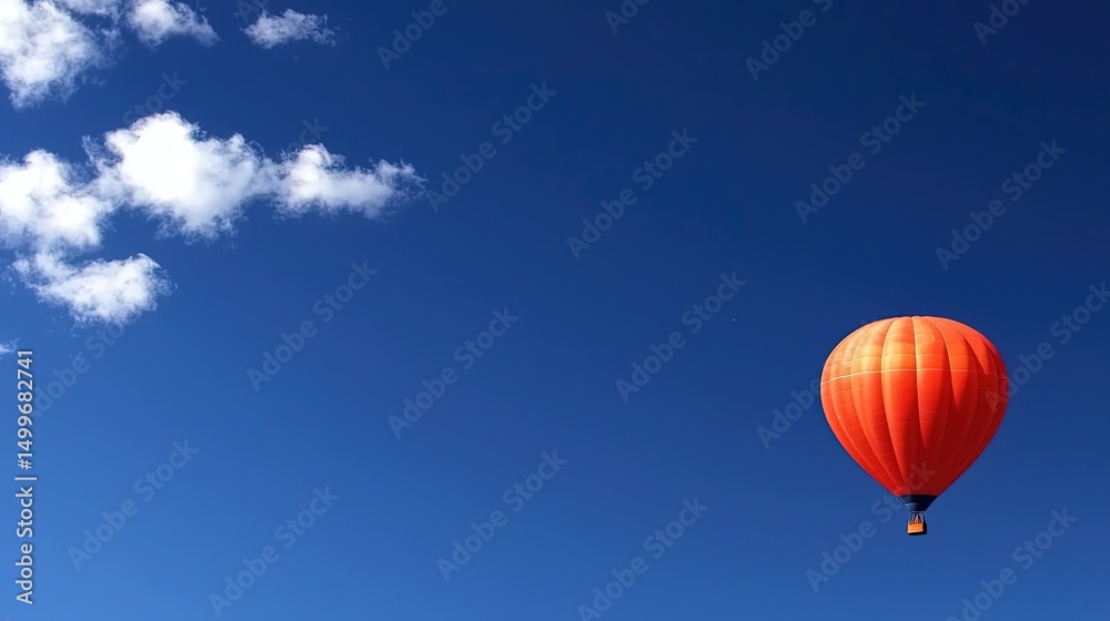 Fototapeta premium Orange hot air balloon with blue sky.