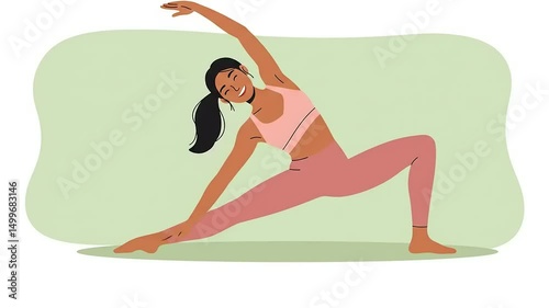 Young woman practicing yoga in a serene environment, stretching her body gracefully