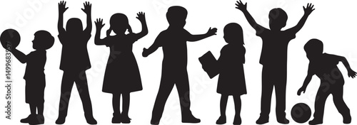 Students with Backpacks Walking to School

Back to School Supplies Silhouette Set

School Bus Arrival Vector Scene

First Day of School Silhouette Design

Teacher Welcoming Students Vector Art