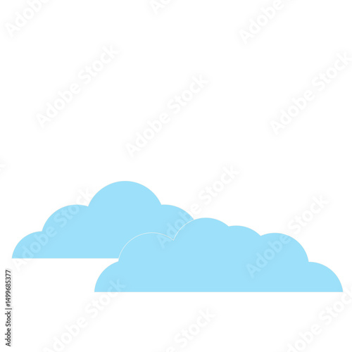 Blue Cloud Silhouette Symbol Icon. Simple Graphic Childish Fluffy Sky Cloud Element Icon. baby Clothing Sticker Print Decoration. Minimalist Abstract Drawn Cartoon Element. 