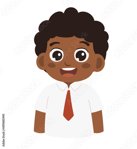Cartoon Illustration of Cute Schoolboy in Uniform