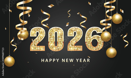 2026 Happy New Year Background Design. Greeting Card, Banner, Poster. Vector Illustration.
