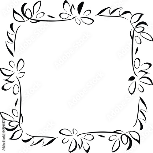 Wallpaper Mural Elegant botanical black line art forms a decorative frame Torontodigital.ca