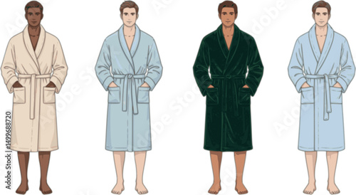 set of Vector fashion illustration of bathrobe
