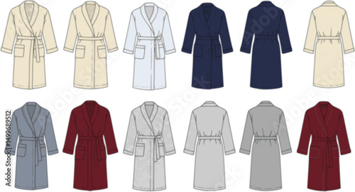 set of Vector fashion illustration of bathrobe
