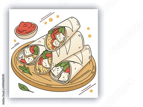 Fast food restaurant business marketing social media post or banner template design with abstract geometric background, logo and icon. Promotion flyer or web poster for pizza and vegetable burger.